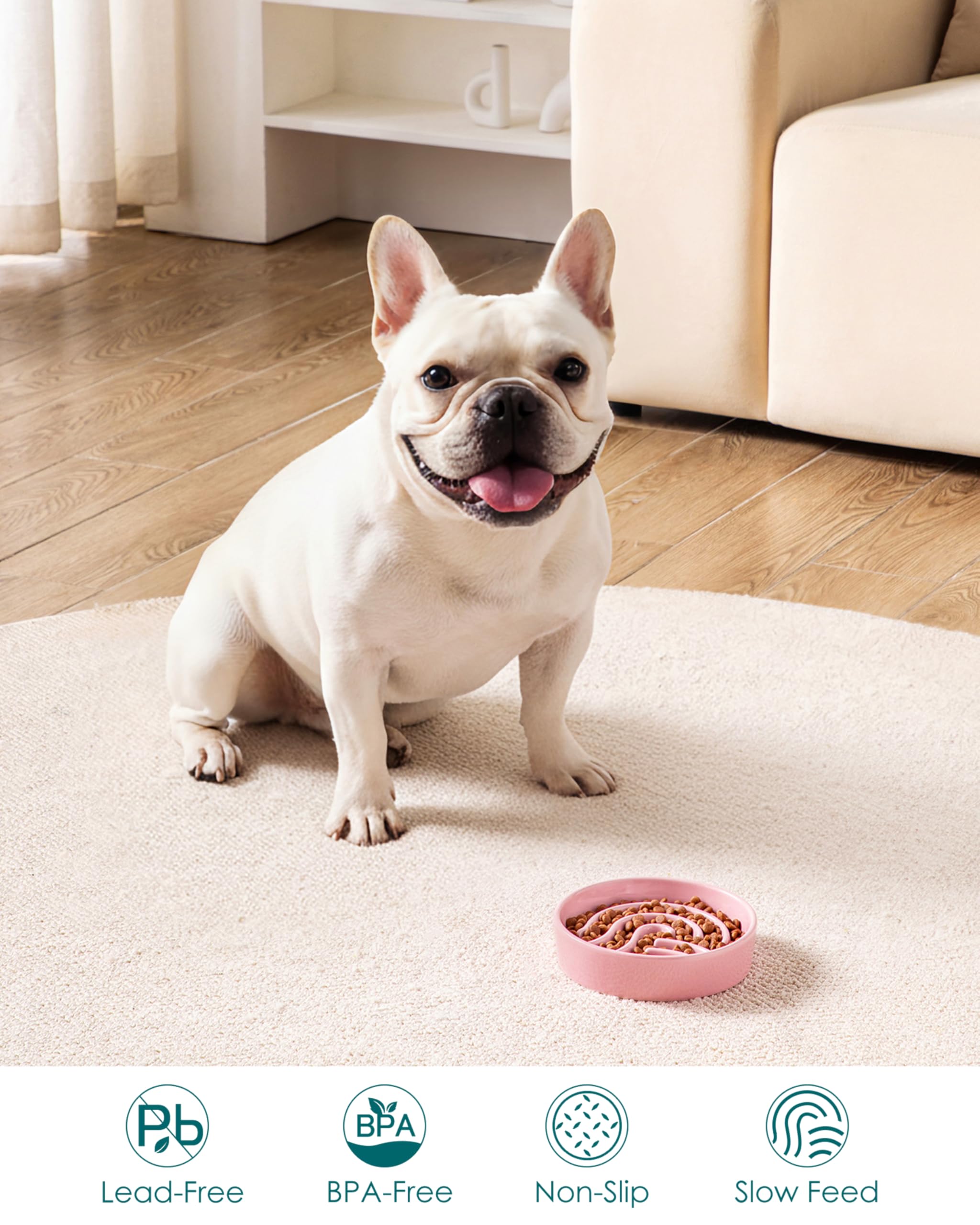 vancasso slow feeder bowl being used by a dog at mealtime.