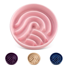 vancasso slow feeder bowl shown from the front in pink ceramic.