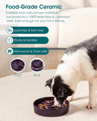 vancasso Slow Feeder Dog Bowl shown from a side angle.