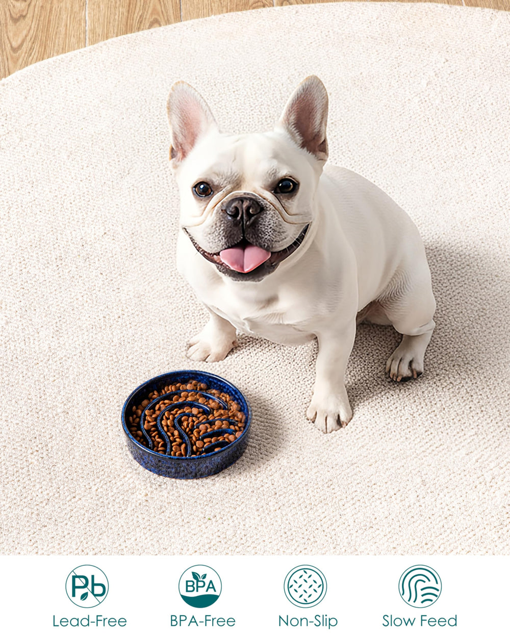 vancasso Slow Feeder Dog Bowl base showing the adhesive non-slip pads.