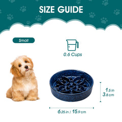 vancasso Slow Feeder Dog Bowl close-up showing the raised floral maze.