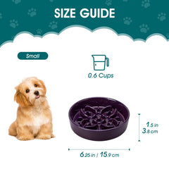 Close-up of the floral maze in the purple vancasso Slow Feeder Dog Bowl.