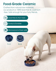 vancasso Slow Feeder Dog Bowl close-up highlighting its smooth glazed surface.