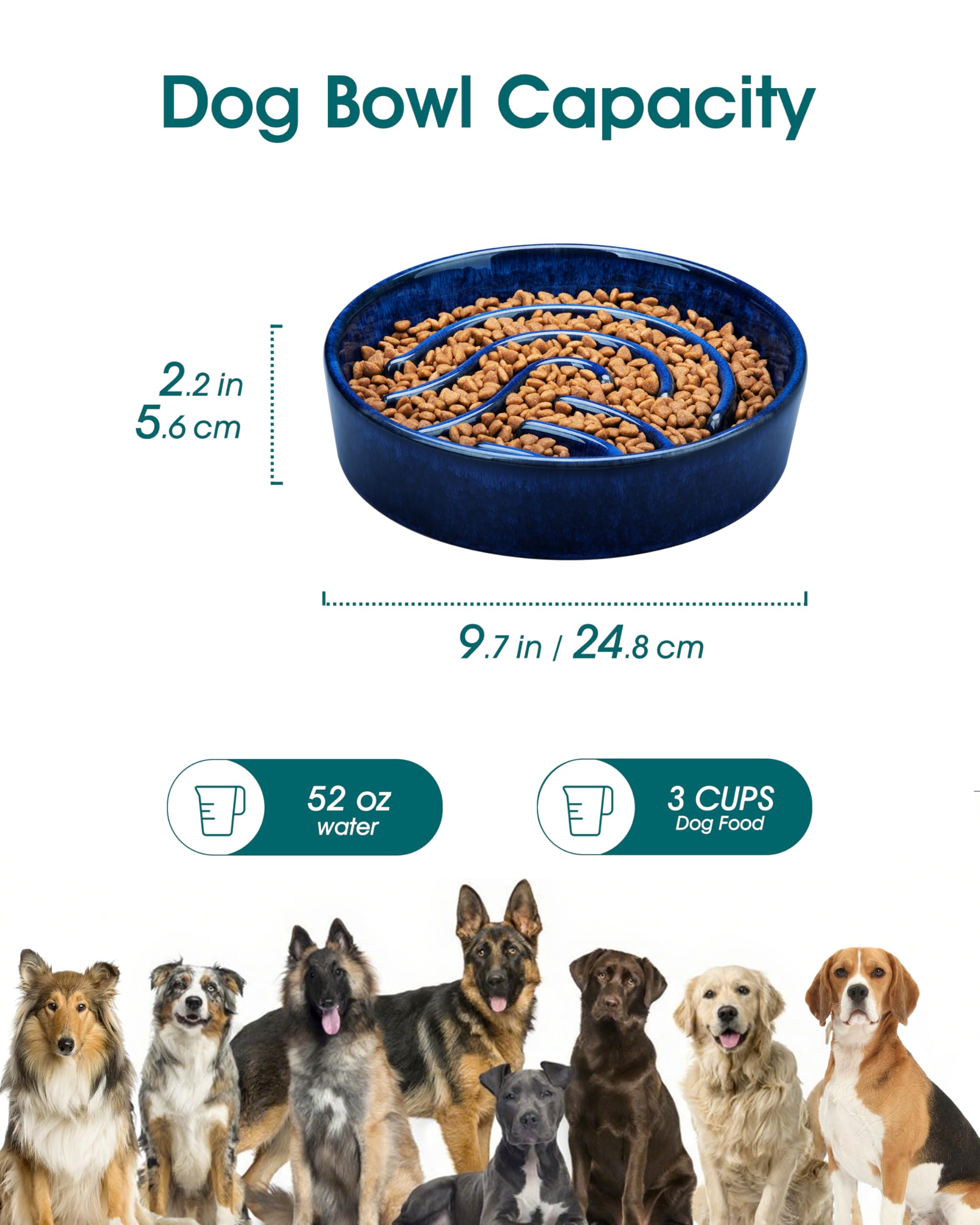 vancasso slow feeder dog bowl showing its maze-style ridges and obstacles.
