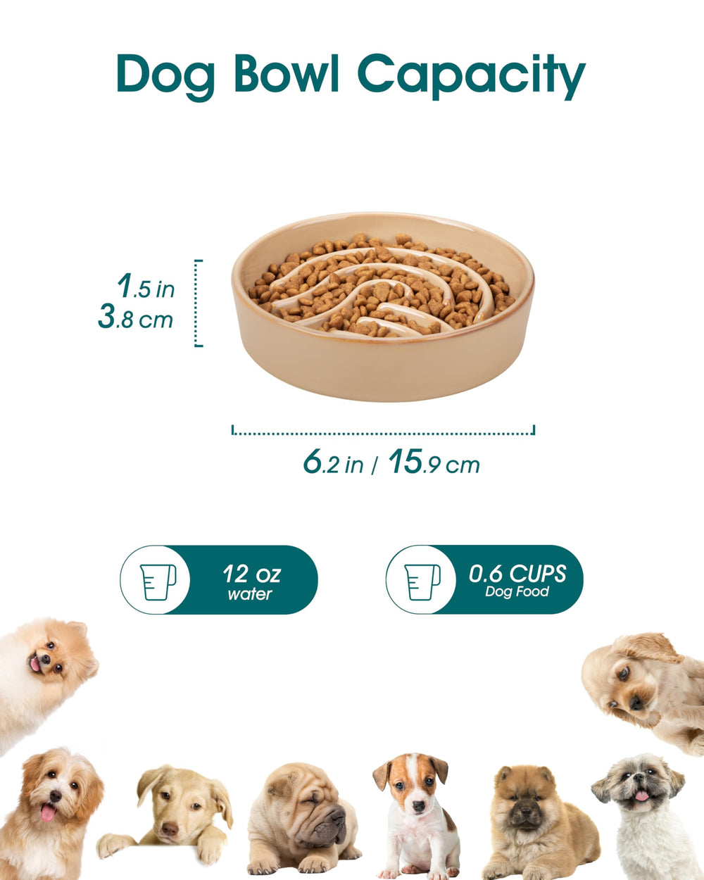 vancasso slow feeder dog bowl viewed from above, showing its maze-shaped interior.