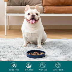vancasso Slow Feeder Dog Bowl shown from the side to reveal its shallow profile.