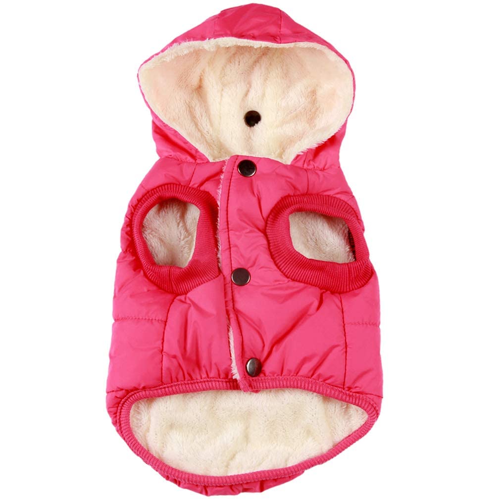 Vecomfy dog coat shown from the front with its hood.