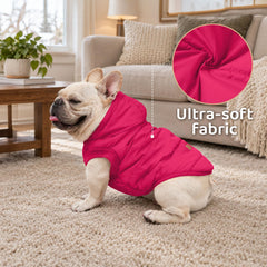 Vecomfy dog coat metal snap closure detail.