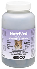 Vedco Nutrived O.F.A. chewable tablets shown with the product packaging.