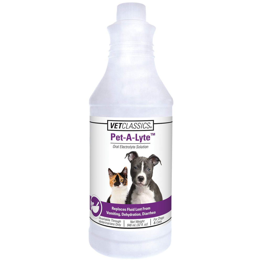 Vet Classics Pet-A-Lyte oral electrolyte solution bottle shown from the front.