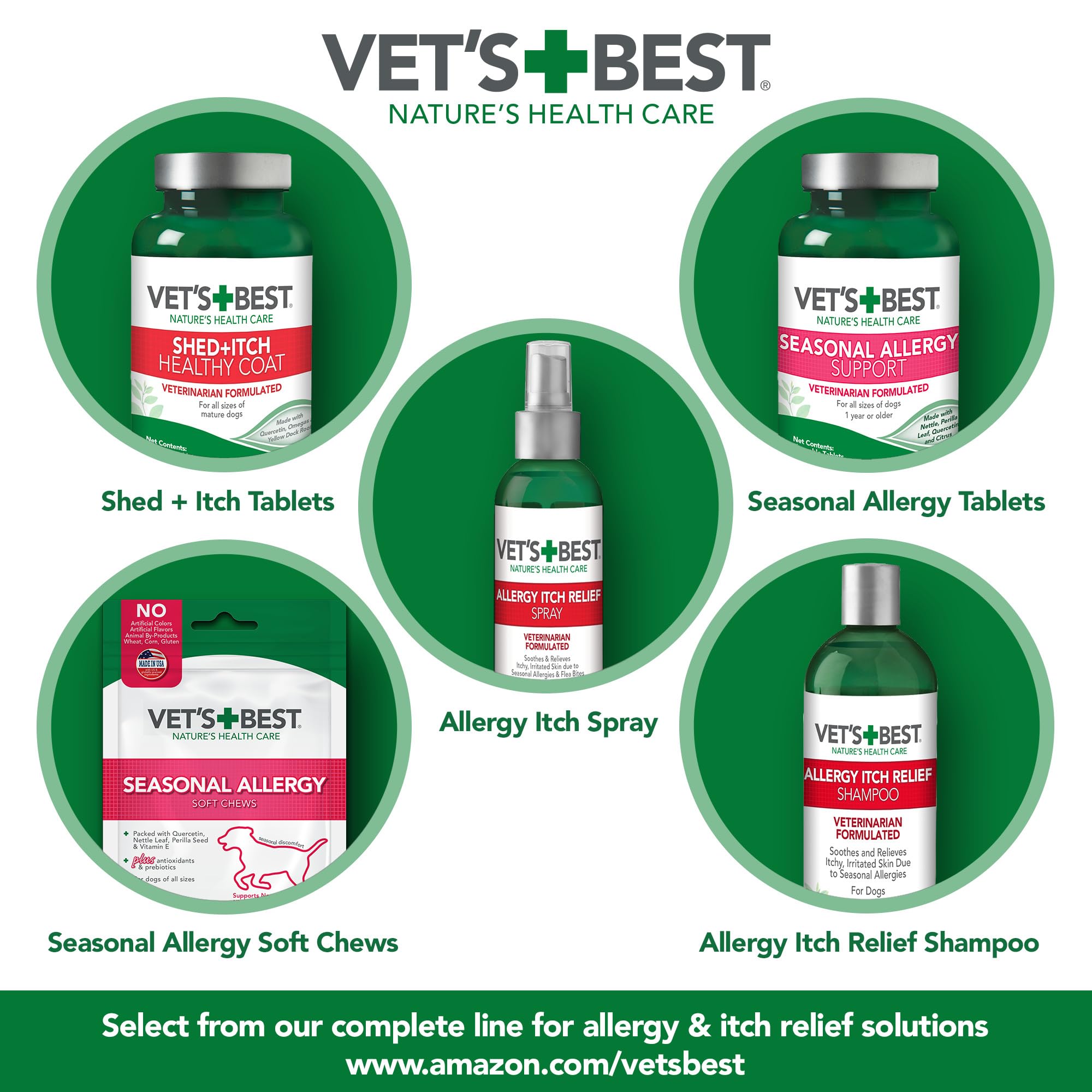 Vet's Best Allergy Itch Relief Dog Shampoo bottle shown from the side.
