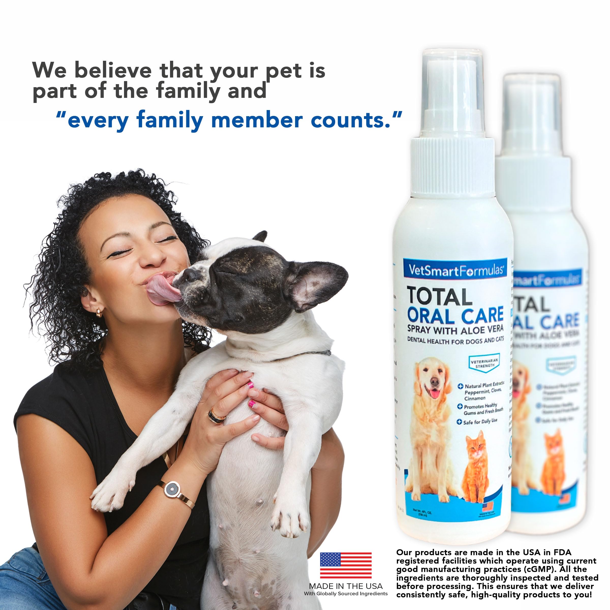 VetSmart Formulas Oral Care Spray with its named oral-care ingredients.
