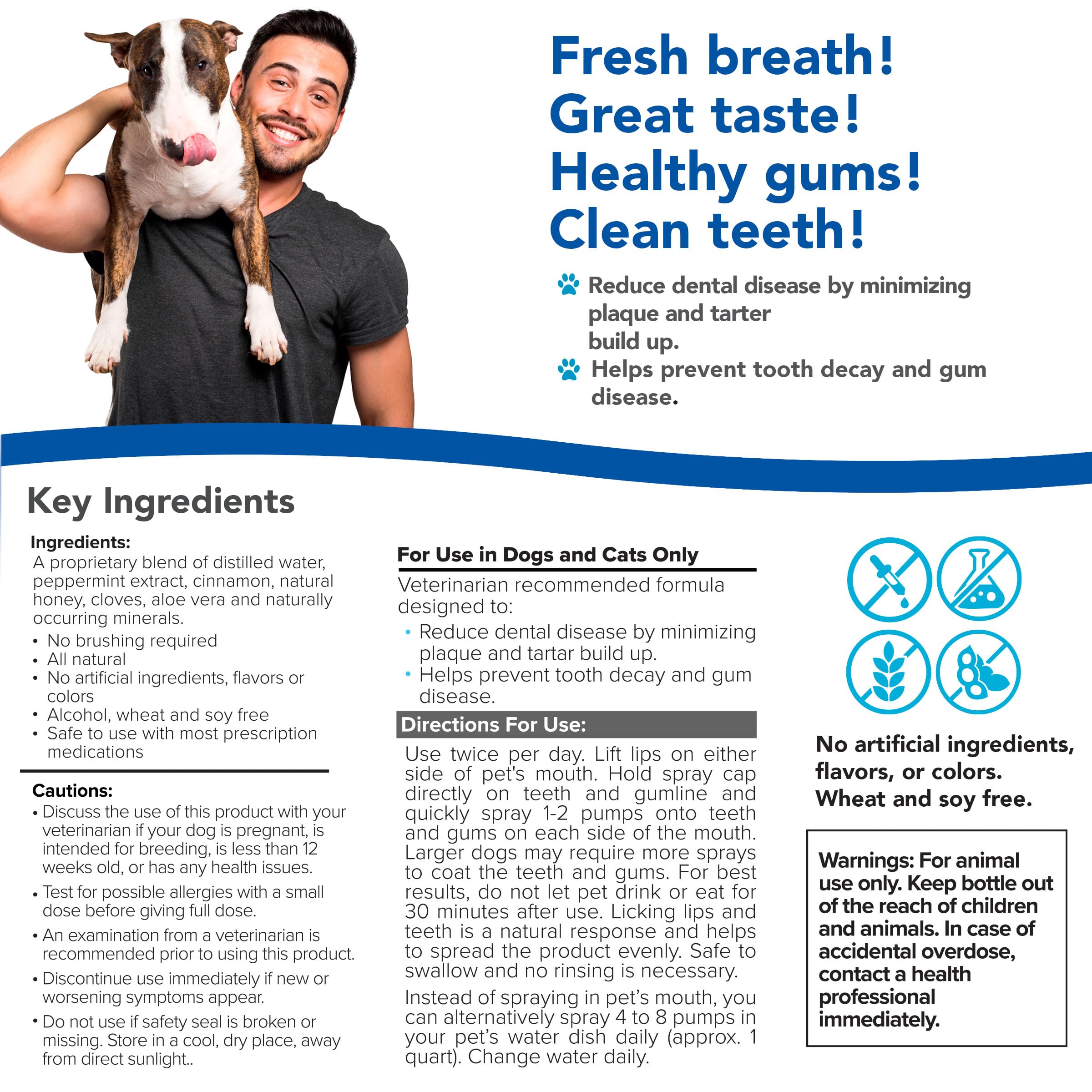 VetSmart Formulas Oral Care Spray being added to a pet's water bowl.