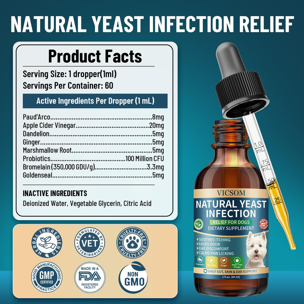 VICSOM dog yeast support set showing the included bottles.