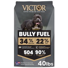 VICTOR Bully Fuel dry dog food shown in a full-bag product view.