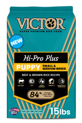 VICTOR Hi-Pro Plus puppy dog food bag shown from the front.