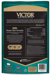VICTOR Ocean Fish dry dog food package shown from the side.