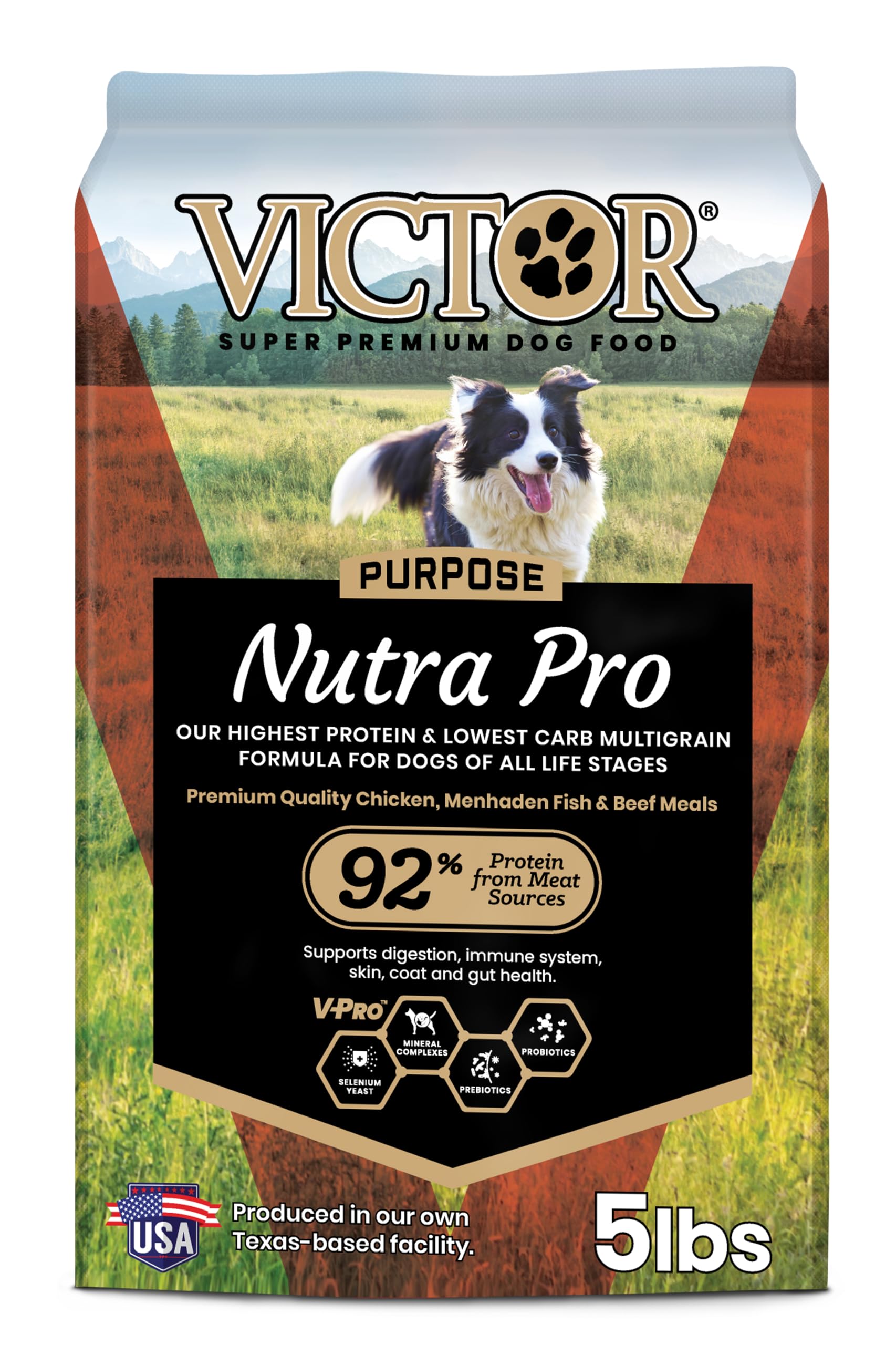 Front view of the VICTOR Purpose Nutra Pro dog food bag.