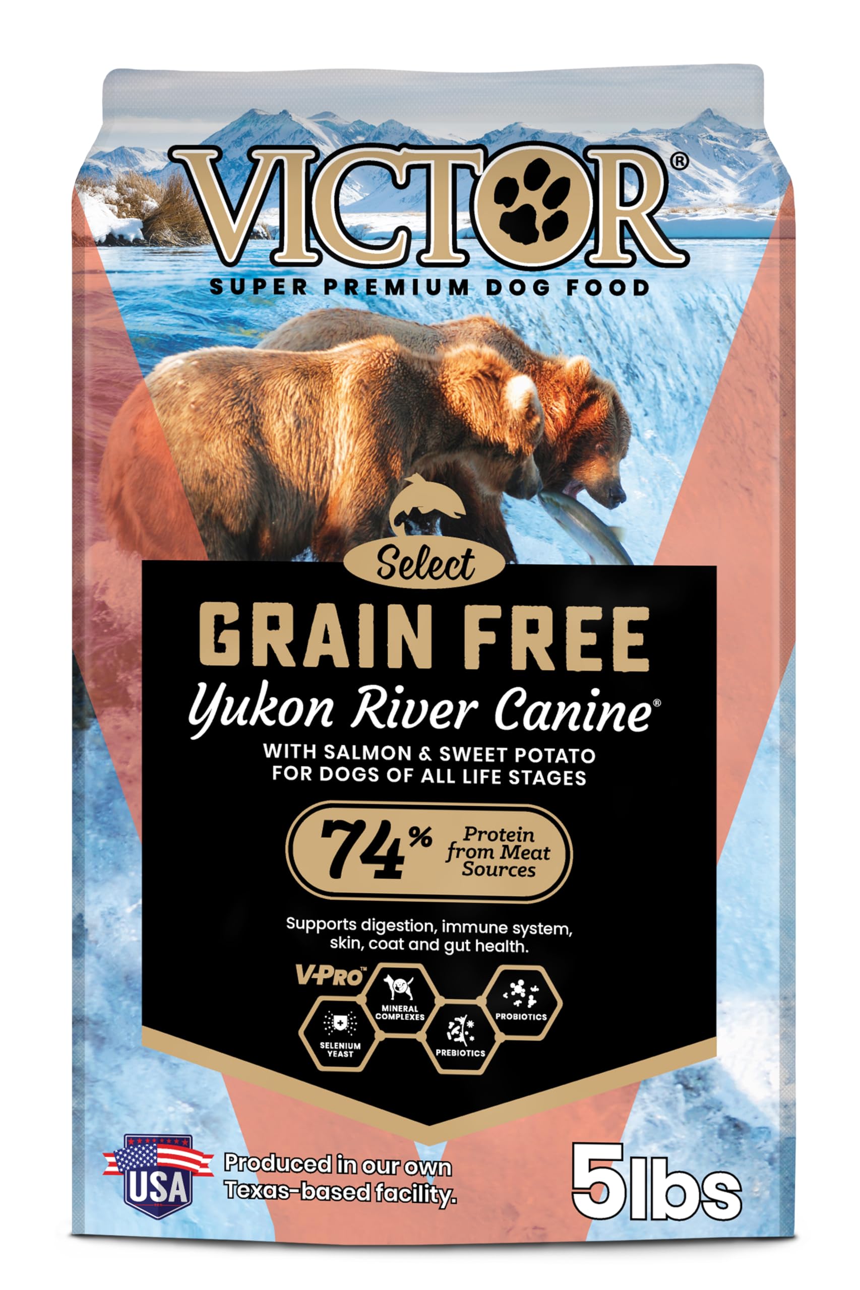 VICTOR Yukon River Canine dry dog food bag shown from the front.
