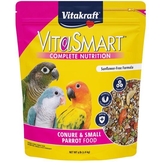 Vitakraft Vita Smart Conure & Small Parrot Food shown from the front.