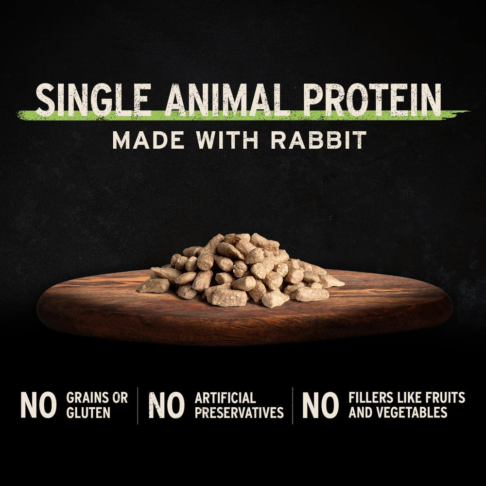 The crunchy surface of Vital Essentials freeze-dried rabbit dog treats.