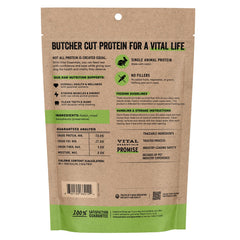 Vital Essentials rabbit dog treats visible inside the opened bag.