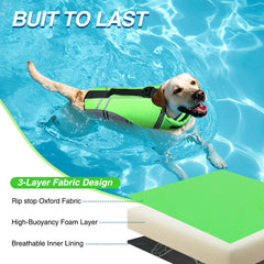 VIVAGLORY Dog Life Vest showing the foam placement beneath the neck and along the sides.