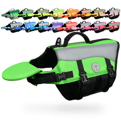 VIVAGLORY dog life vest shown from the front in bright green.