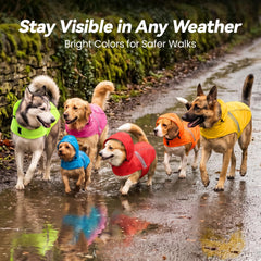 VIVAGLORY dog raincoat detail showing the two-way zipper leash opening and cover flap.