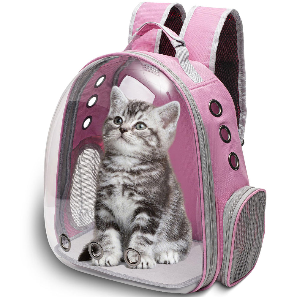Vivicreate cat backpack carrier with its transparent bubble front in focus.