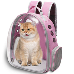 Vivicreate cat backpack carrier shown from the front in pink.