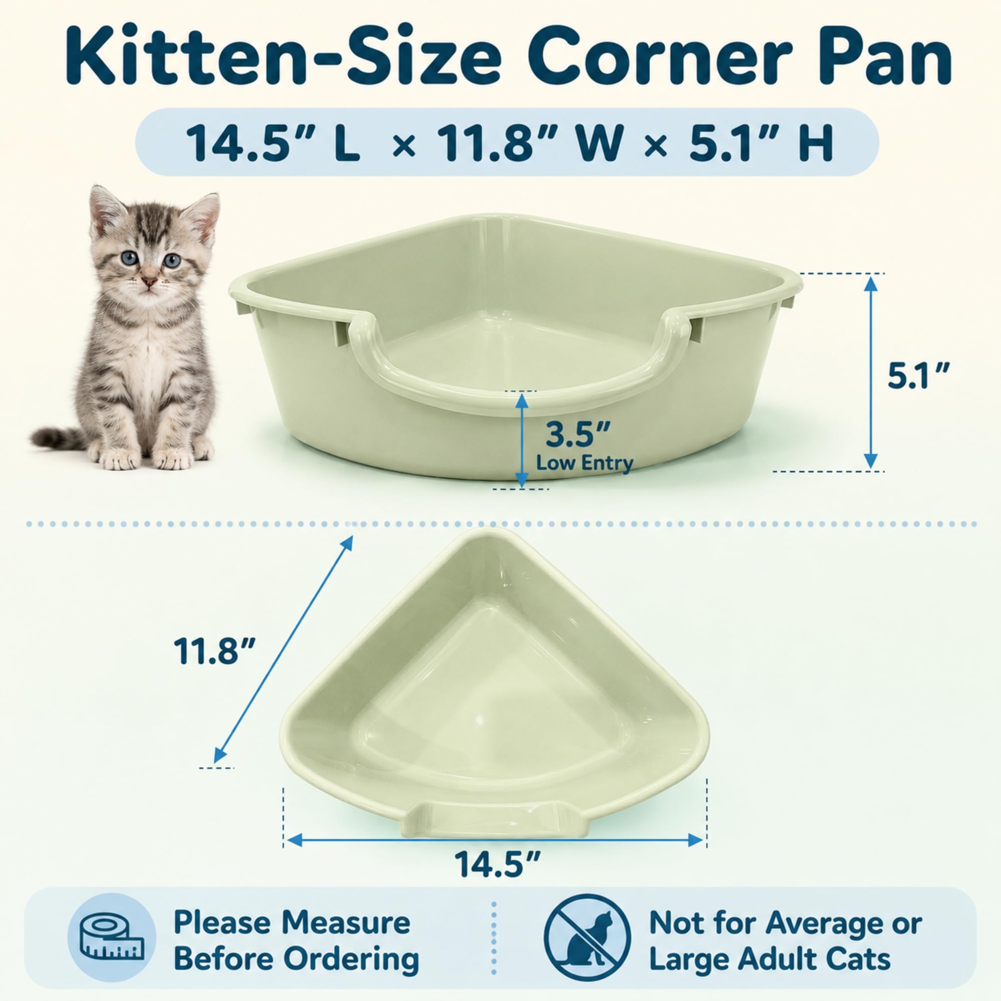 Volope corner litter box showing its triangular shape.