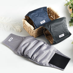 VUNCESSIN male dog belly bands displayed in three patterns.