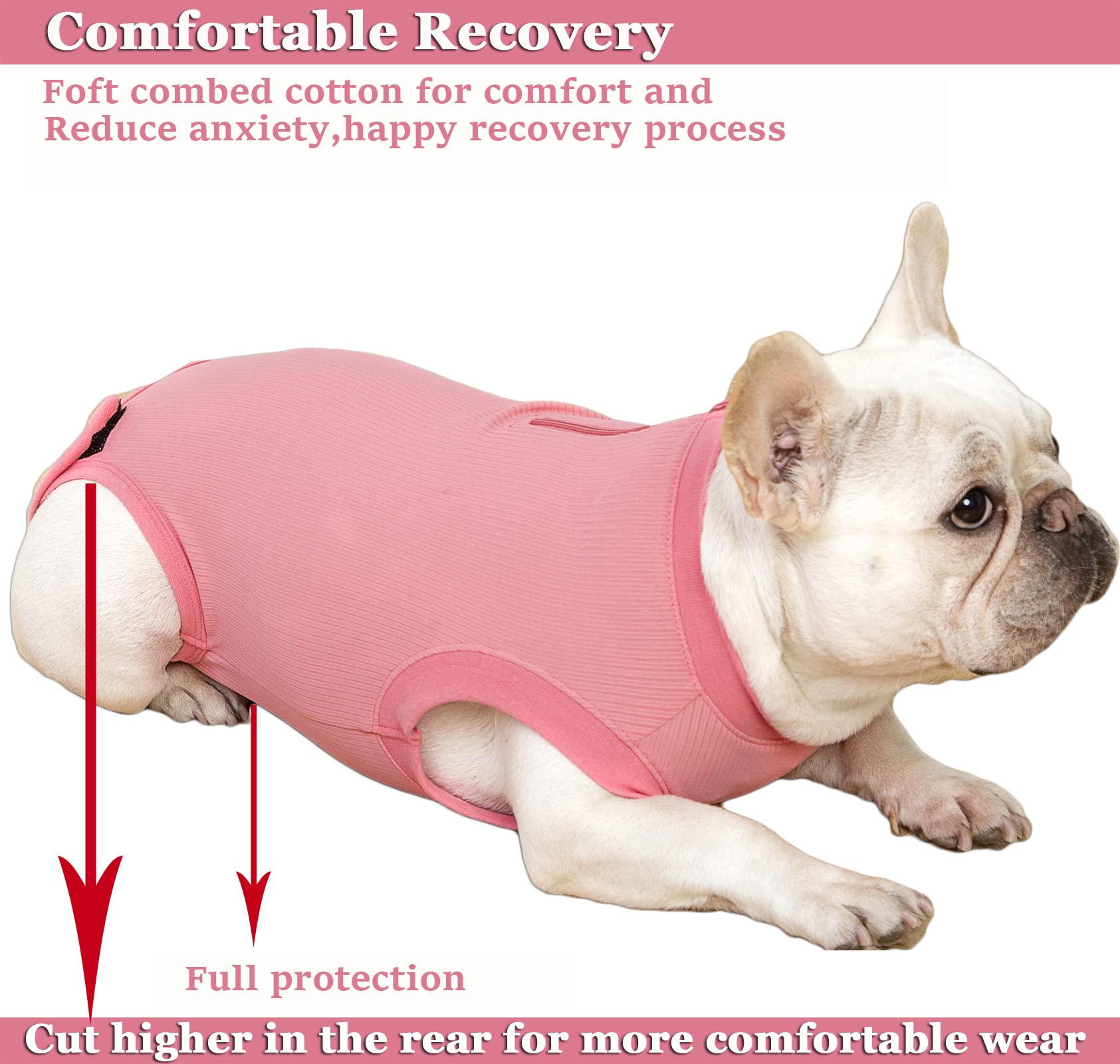 Wabdhaly female dog recovery suit adjustable closure detail.