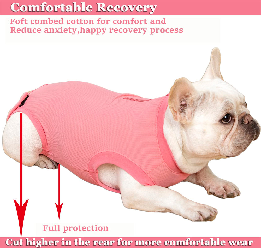 Wabdhaly female dog recovery suit adjustable closure detail.