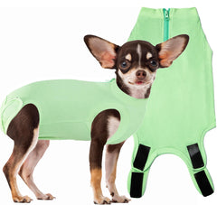 Wabdhaly female dog recovery suit shown from the front.
