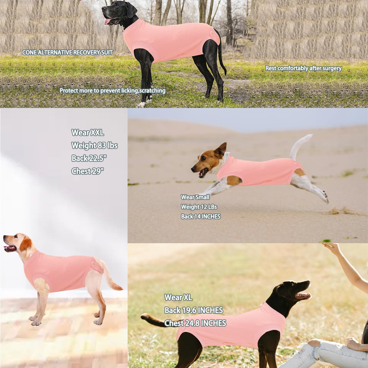 Wabdhaly dog recovery suit zipper and adjustable closure detail.