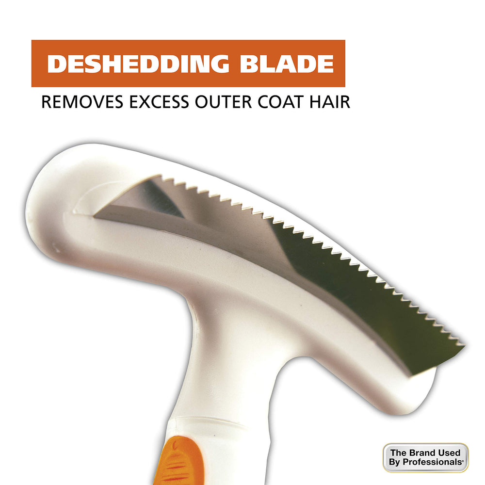 Wahl 2-in-1 pet rake handle detail showing its no-slip grip.