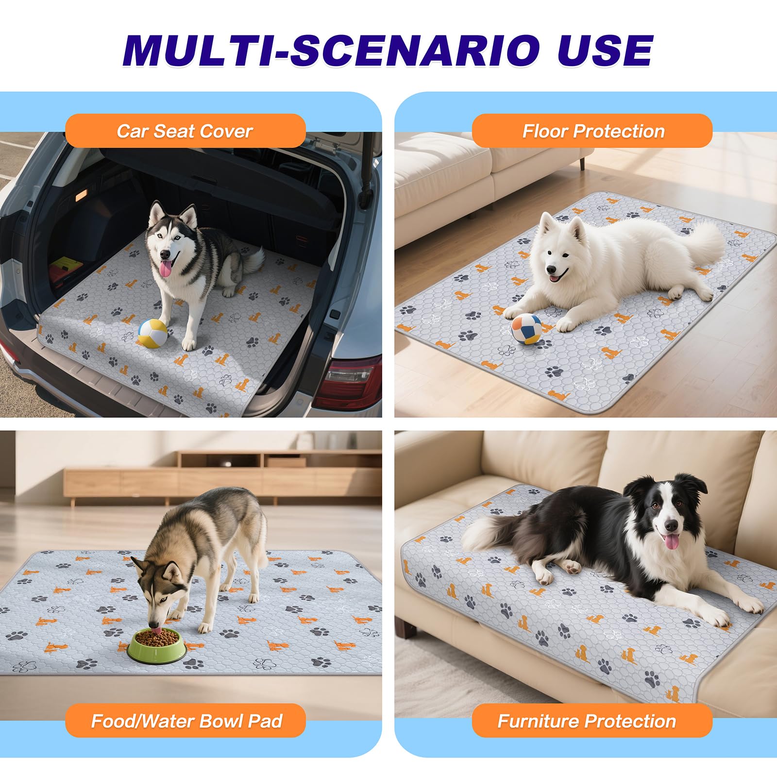 WanpeeGoo washable pee pad placed to help protect a household floor.