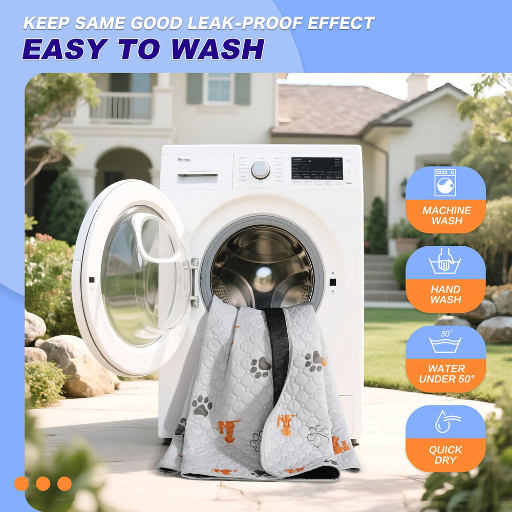 WanpeeGoo dog pee pad shown being cleaned for repeated use.