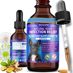 WEALLIN dog yeast drops shown from the front.