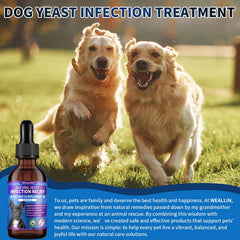 WEALLIN dog yeast drops highlighting the probiotic formula.