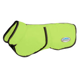 WeatherBeeta dog coat shown from the front in yellow.