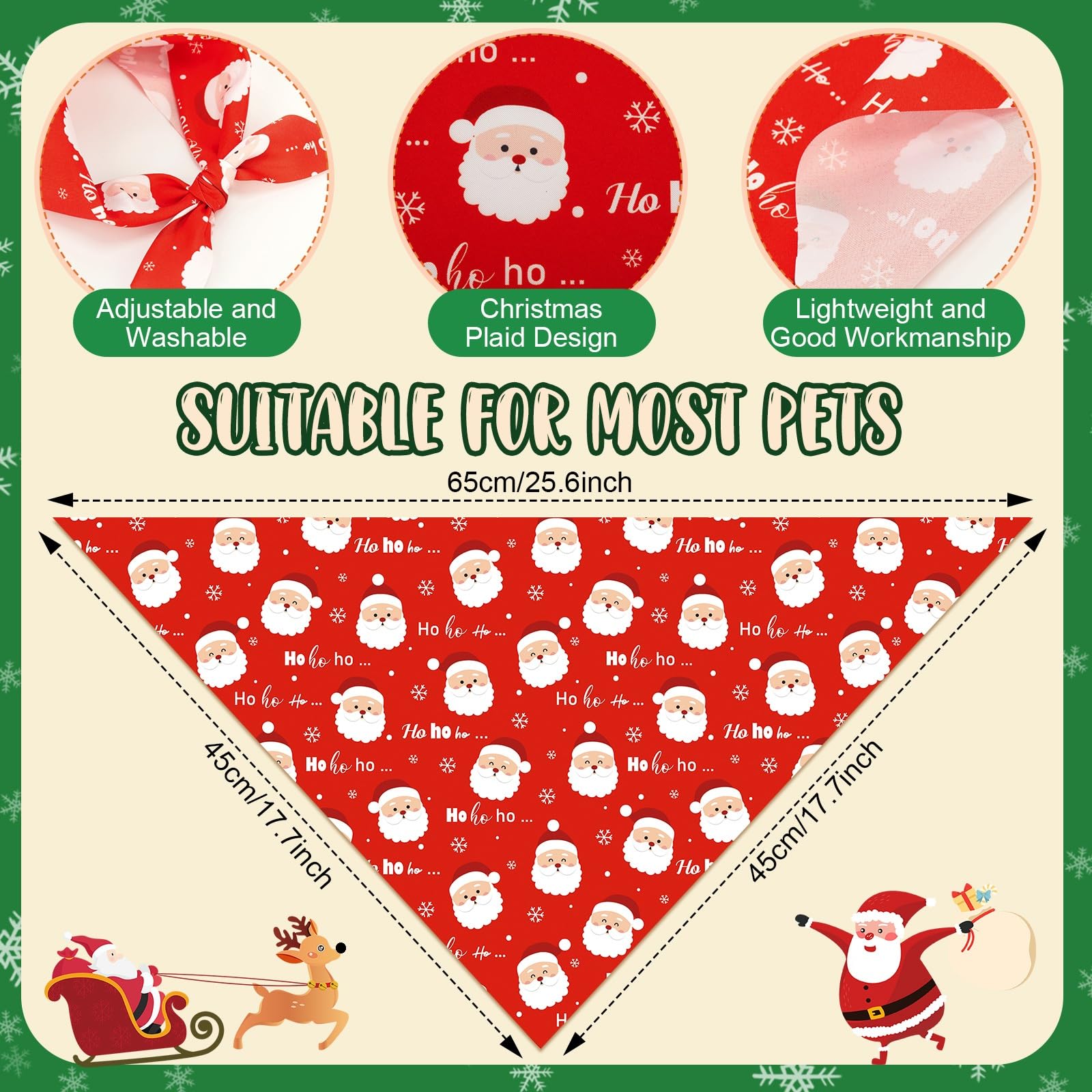 Weewooday Christmas dog bandana showing the polyester fabric surface.