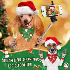 Weewooday Christmas dog bandana with a close-up view of its Santa print.