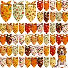 Weewooday fall dog bandanas shown as an assortment of autumn designs.
