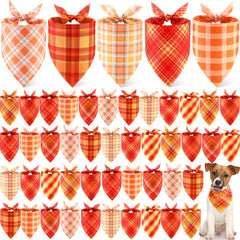 Weewooday dog bandanas shown as an assortment of fall plaid designs.