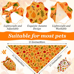 Weewooday dog bandanas featuring pumpkin, maple leaf, pine cone and acorn motifs.