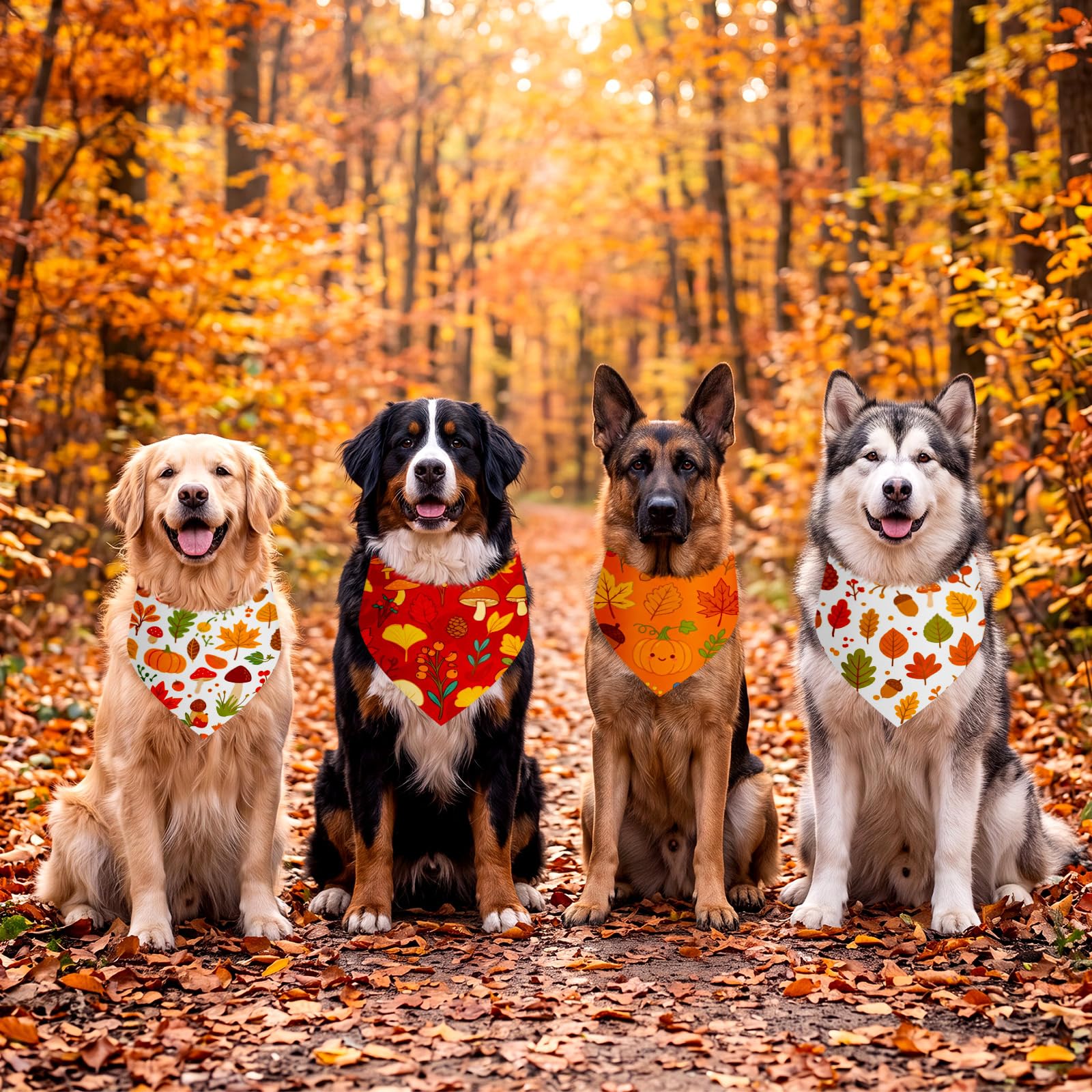 Weewooday dog bandana shown worn around a dog's neck for a seasonal look.