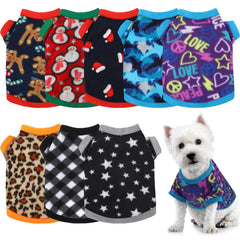 Weewooday dog sweaters shown from the front with their patterned designs.
